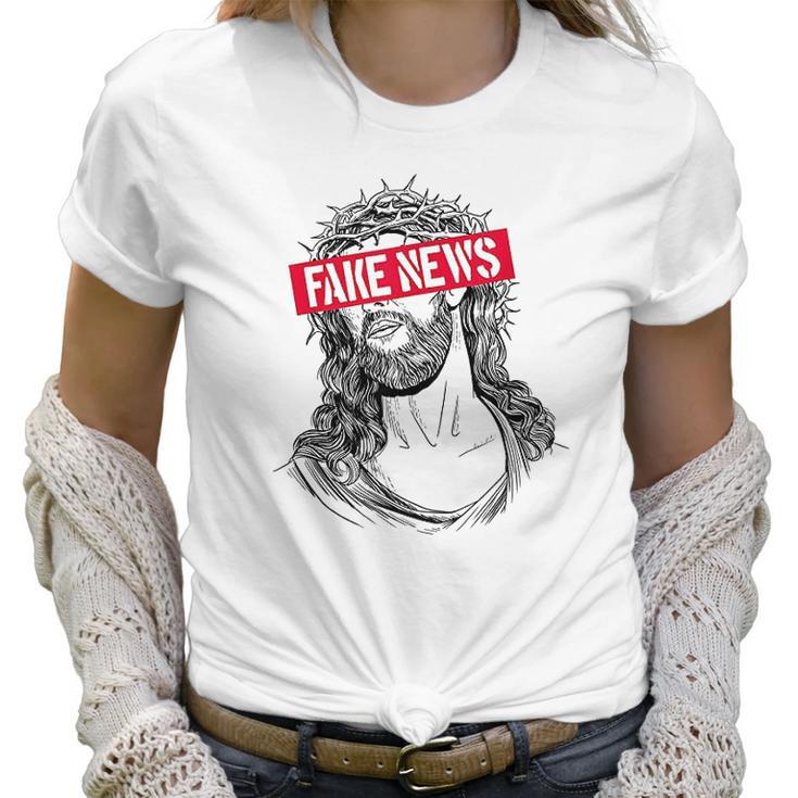 Blackcraft Antichrist Jesus Fake News Skeptic Atheist Women T-Shirt