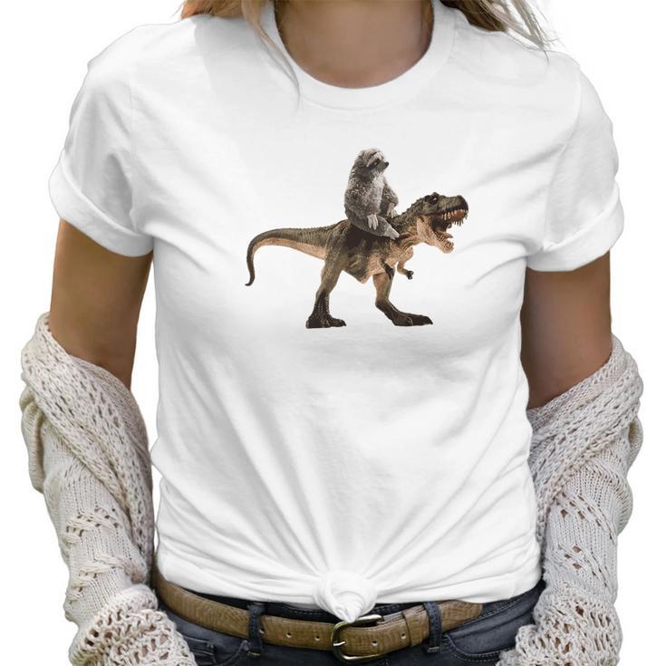 Cute Sloth Riding A Trex Tyrannosaurus Rex Women T-Shirt