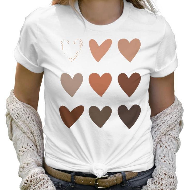 Melanin Skin Tone Hearts Be Kind Black History Month Women T-Shirt