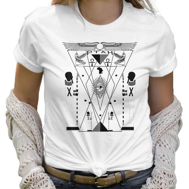 Ptah Egyptian God Sacred Geometry Science Kemetic Women T-Shirt