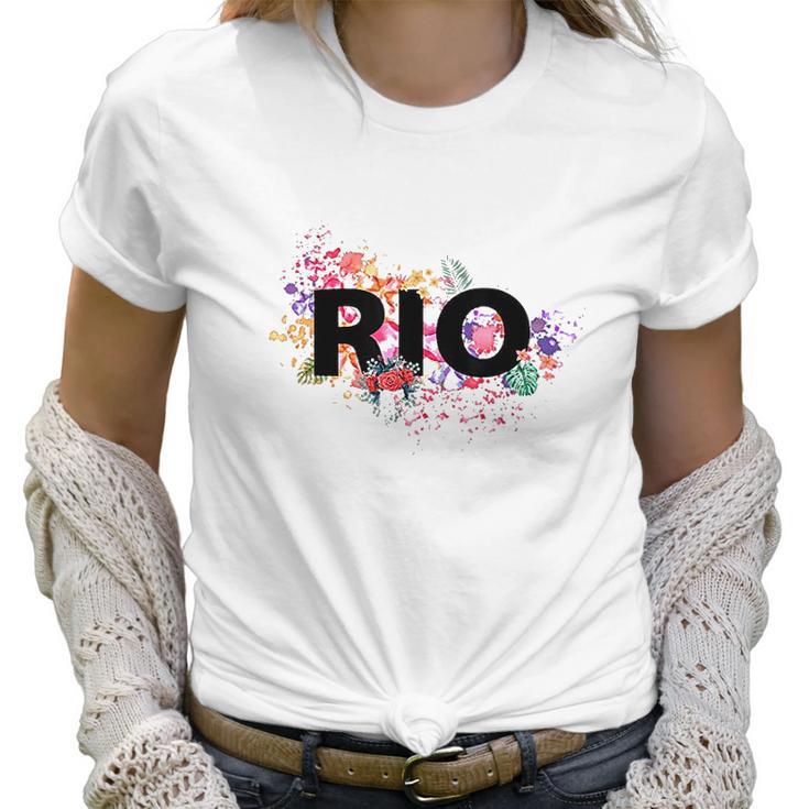 Rio De Janeiro Brazil Vacation With Tropical Hibiscus Flower Women T-Shirt