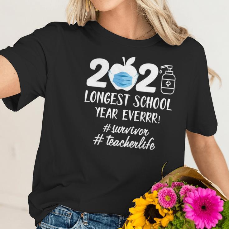 2021 Longest School Year Ever Survivor Teacher Life Face Mask Apple Women T-Shirt Gifts for Her