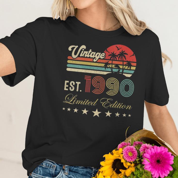 Womens 32Nd Birthday Born 1990 Vintage Limited Edition 32 Birthday V-Neck Women T-Shirt Gifts for Her