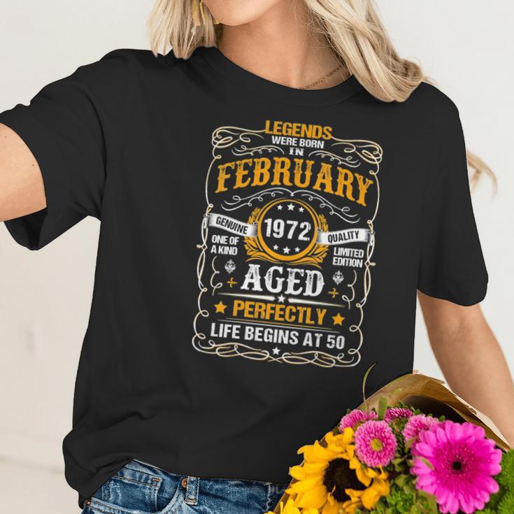 Womens 50 Years Old February 1972 Vintage Retro 50Th Birthday Gift V-Neck Women T-Shirt Gifts for Her