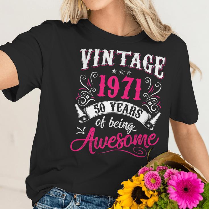 50Th Birthday Gift Vintage 1971 50 Years Of Being Awesome Women T-Shirt Gifts for Her