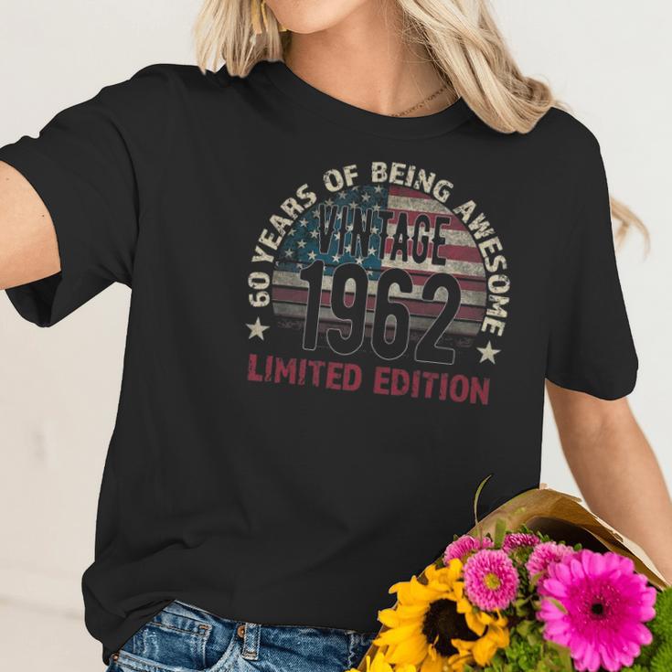 60Th Birthday Gift Men Vintage 1962 60 Years Old - Usa Flag Women T-Shirt Gifts for Her