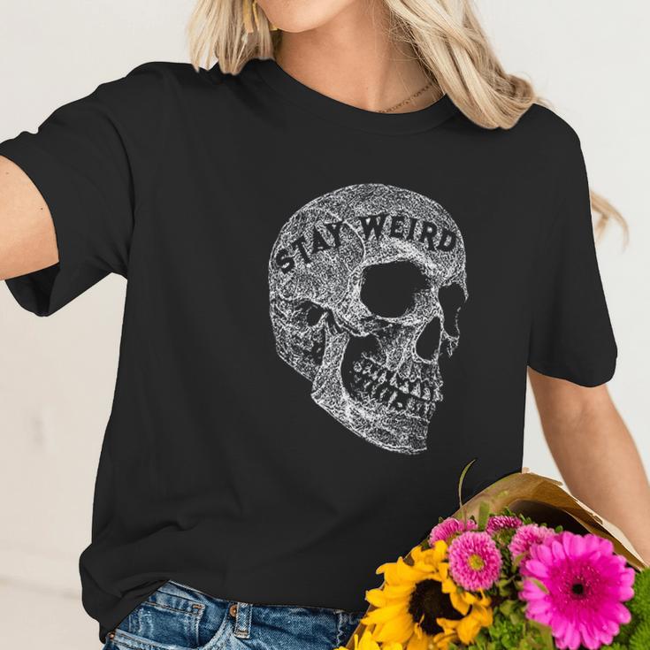 Alternative Clothes Aesthetic Goth Women Stay Weird Skull Gothic Goth Punk Women T-Shirt Gifts for Her