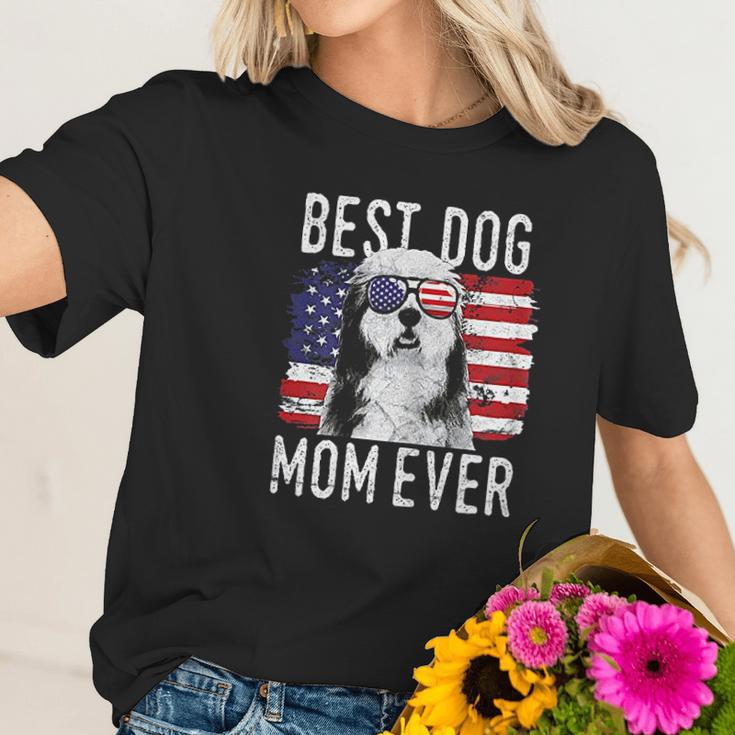 American Flag Best Dog Mom Ever Women T-Shirt Gifts for Her