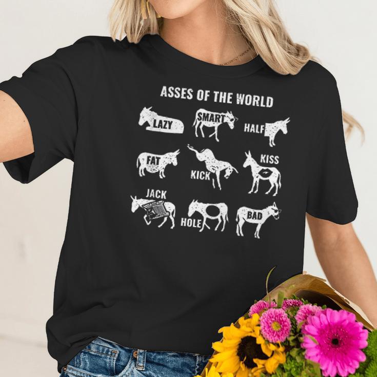 Asses The World Funny Lazy Smart Half Donkey Women T-Shirt Gifts for Her