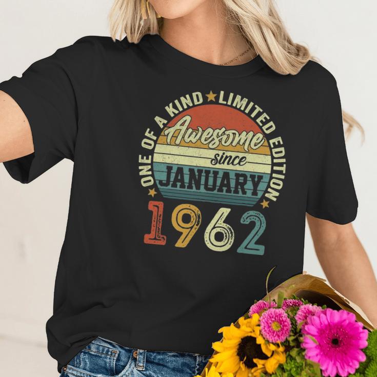 Awesome Since January 1962 60 Years Old 60Th Birthday Gifts Women T-Shirt Gifts for Her