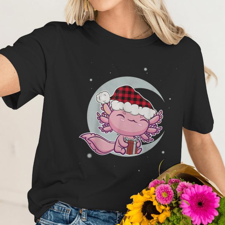 Axolotl Christmas Manga Kawaii Salamander Cute Santa Moon Women T-Shirt Gifts for Her