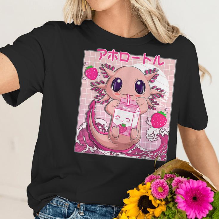 Axolotl Pastel Goth Strawberry Milk Shake Anime Aesthetic V2 Men Women T-Shirt Graphic Print Casual Unisex Tee Women T-Shirt Gifts for Her