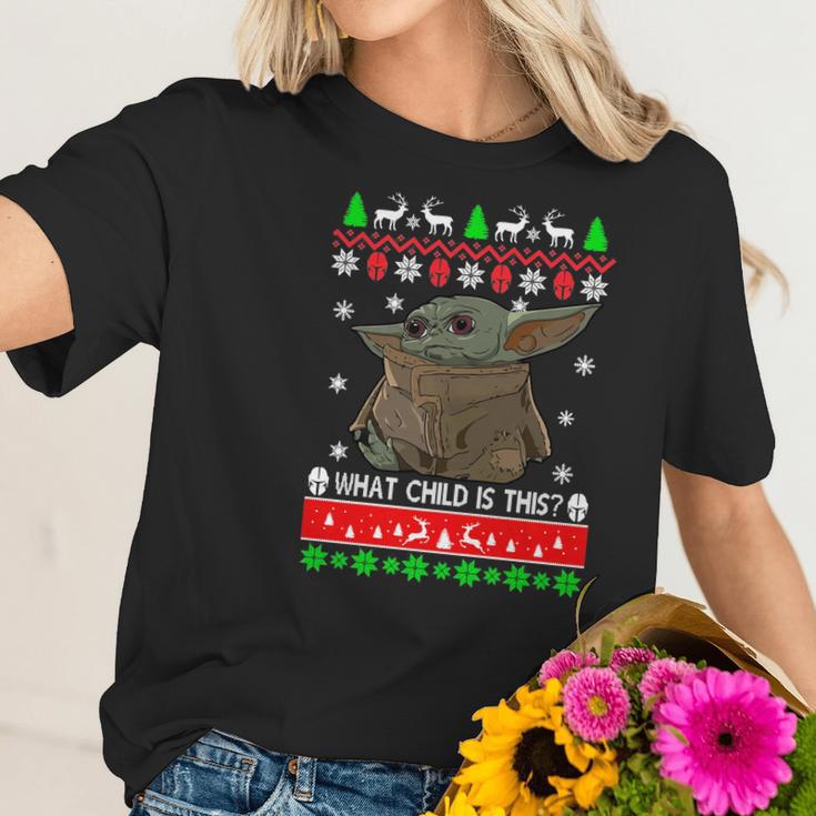 Baby Yoda What Child Is This Ugly Christmas Shirt Women T-Shirt Gifts for Her