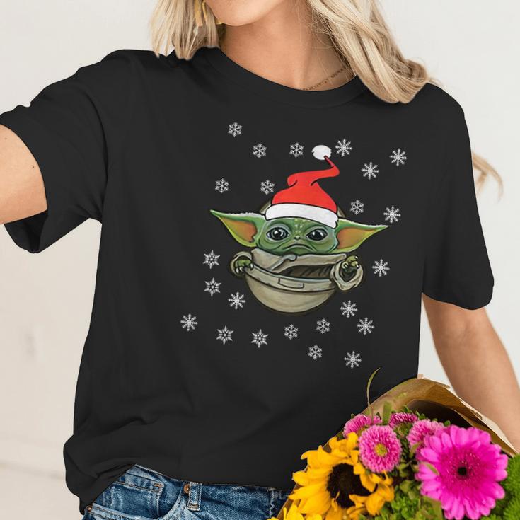 Baby Yoda Snow Merry Christmas The Mandalorian Shirt Women T-Shirt Gifts for Her