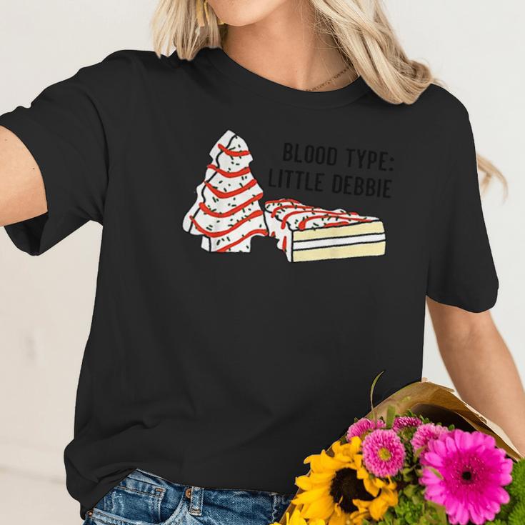 Blood Type Little Debbie Inspired Christmas Tree Snack Cake Women T-Shirt Gifts for Her