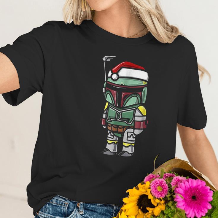 Boba Fett Santa Hat Cartoon Christmas Women T-Shirt Gifts for Her