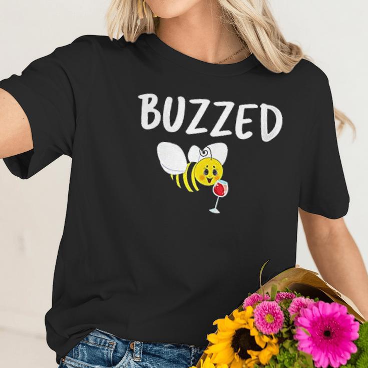 Buzzed Funny Bumblebee And Wine Beekeeping Beekeeper Women T-Shirt Gifts for Her