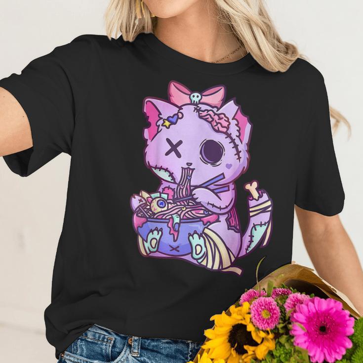 Cat Ramen Bowl Pastel Goth Nu Goth Anime Otaku Japanese V2 Men Women T-Shirt Graphic Print Casual Unisex Tee Women T-Shirt Gifts for Her