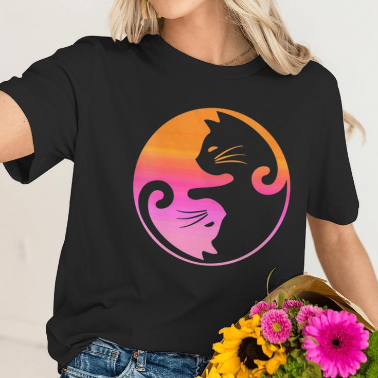 Cat Yin Yang Shirt Cat Ying Yang Shirt Cat Mama Cat Dad Women T-Shirt Gifts for Her