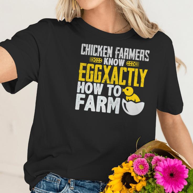 Chicken Farmers Know Eggaxtly How To Farm Women T-Shirt Gifts for Her