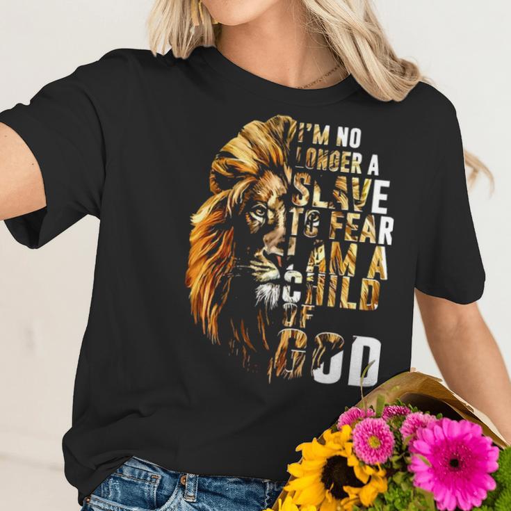 Christian Lion Jesus Im No Longer A Slave To Fear Km Women T-Shirt Gifts for Her