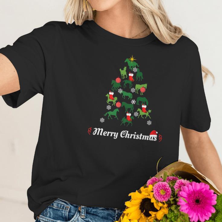 Christmas Horse Lover Foal Colt Filly Gelding Tree Women T-Shirt Gifts for Her