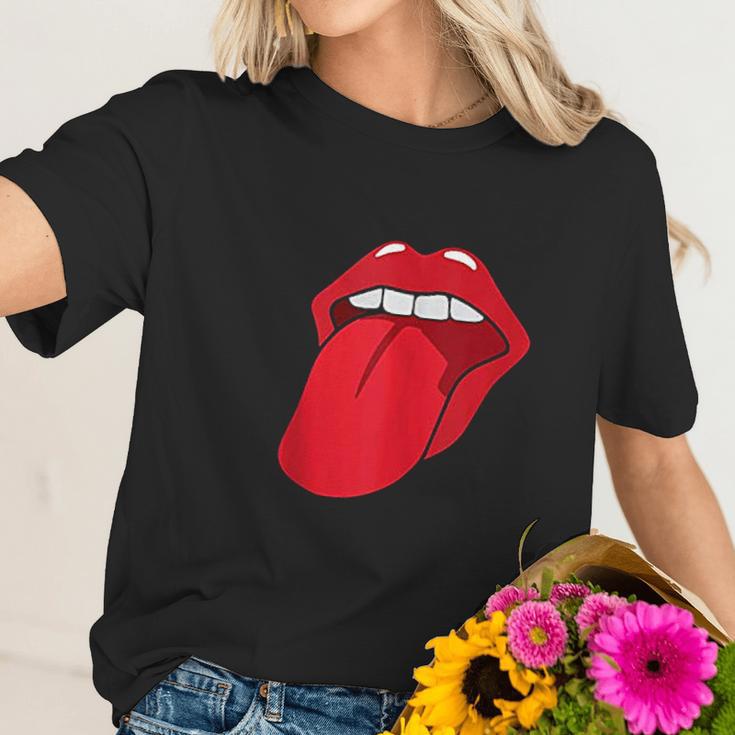 Cool Lips Bite Kiss Me Red Lips Mothers Day Gift Women T-Shirt Gifts for Her