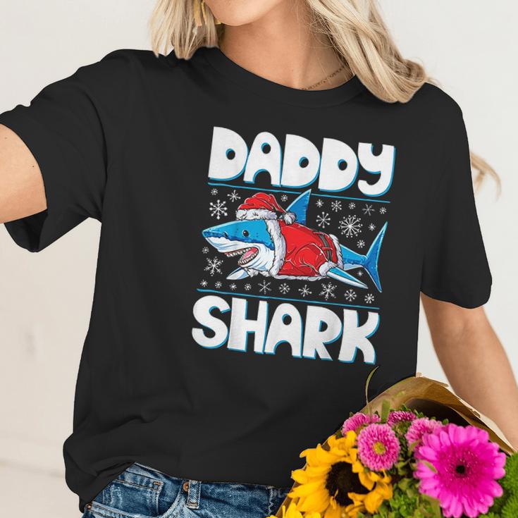 Daddy Shark Santa Christmas Family Matching Women T-Shirt Gifts for Her