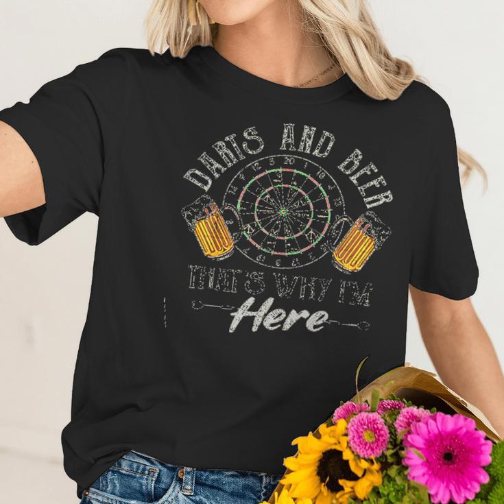 Darts And Beer Thats Why Im Here Meaningful 2022 Gift Women T-Shirt Gifts for Her