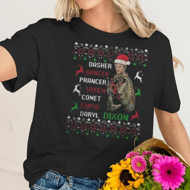 Daryl Dixon Dasher Dancer Prancer Vixen Cupid Ugly Christmas Women T-Shirt Gifts for Her