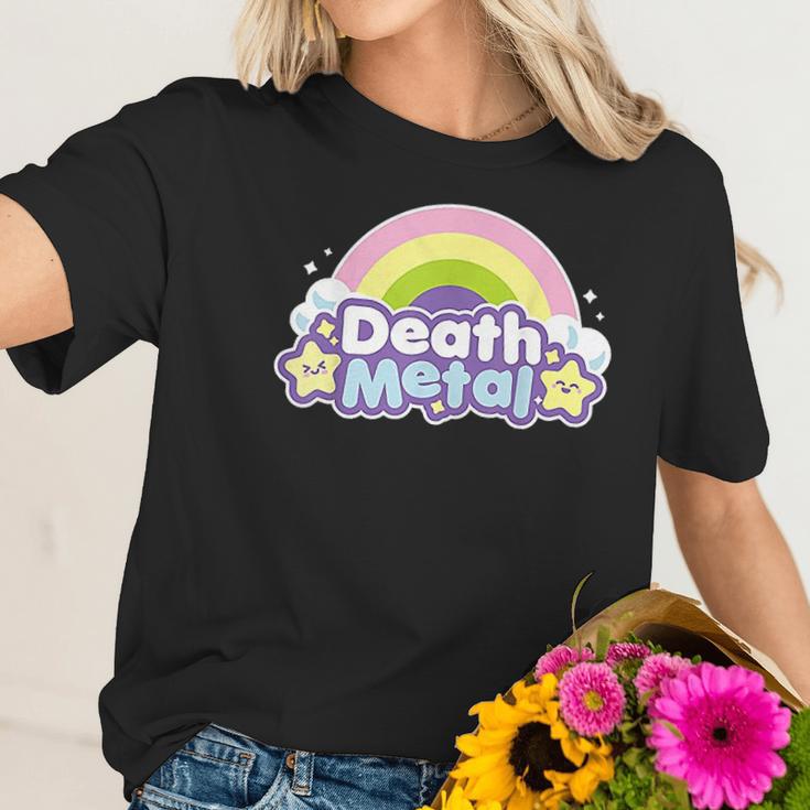 Death Metal Rainbow Yellow Star Unicorn Rock Concert Women T-Shirt Gifts for Her