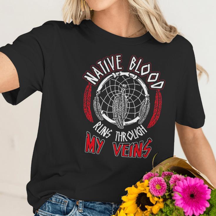 Dreamcatcher Wolf Native American Native Blood Women T-Shirt Gifts for Her