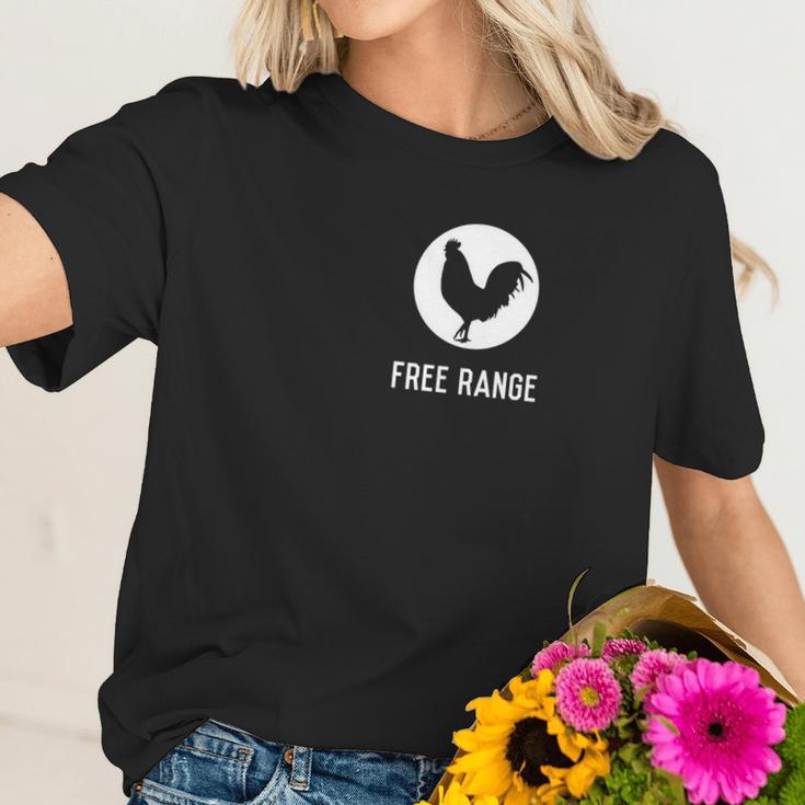 Well Dressed Chicken Free Range White Logo Women T-Shirt Gifts for Her