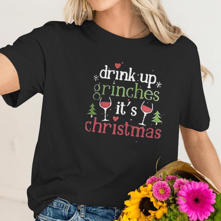 Drink Up Grinches Christmas Women T-Shirt Gifts for Her