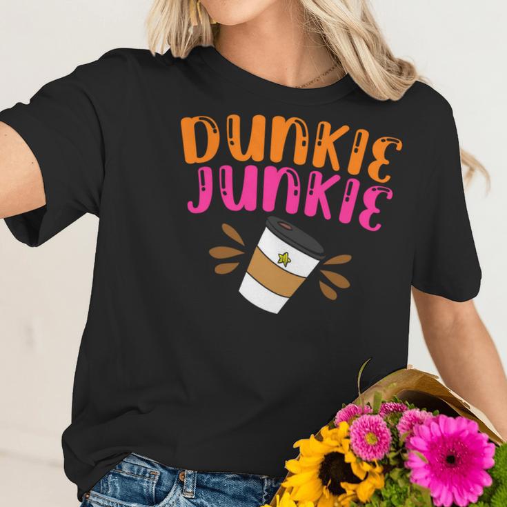 Dunkie Junkie Funny Coffee Cup Coffee Lovers Women T-Shirt Gifts for Her