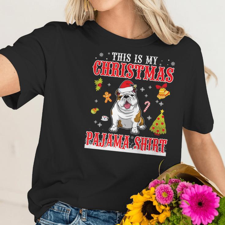 English Bulldog Snow Gilf This Is My Christmas Pajama Shirt Women T-Shirt Gifts for Her