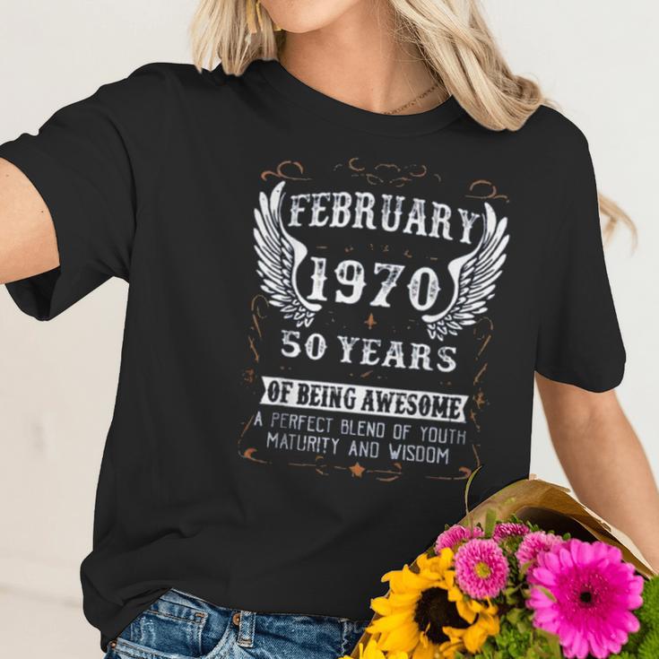 February 1970 50 Years Of Being Awesome Enjoyable Gift 2022 Women T-Shirt Gifts for Her