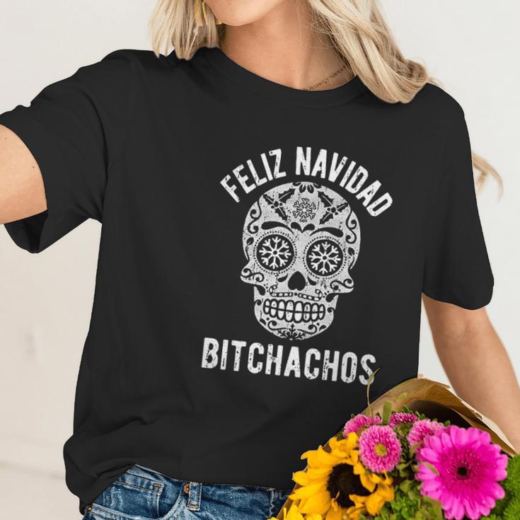 Feliz Navidad Bitchachos Funny Graphic Merry Christmas Holiday Women T-Shirt Gifts for Her