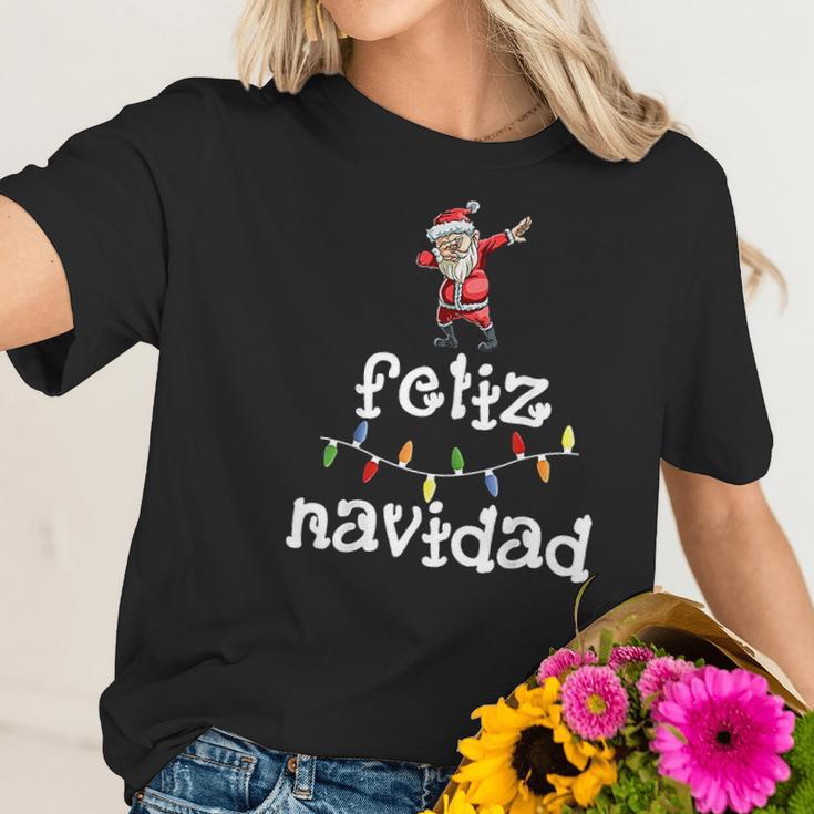 Feliz Navidad Christmas Dabbing Santa Spanish Gift Women T-Shirt Gifts for Her