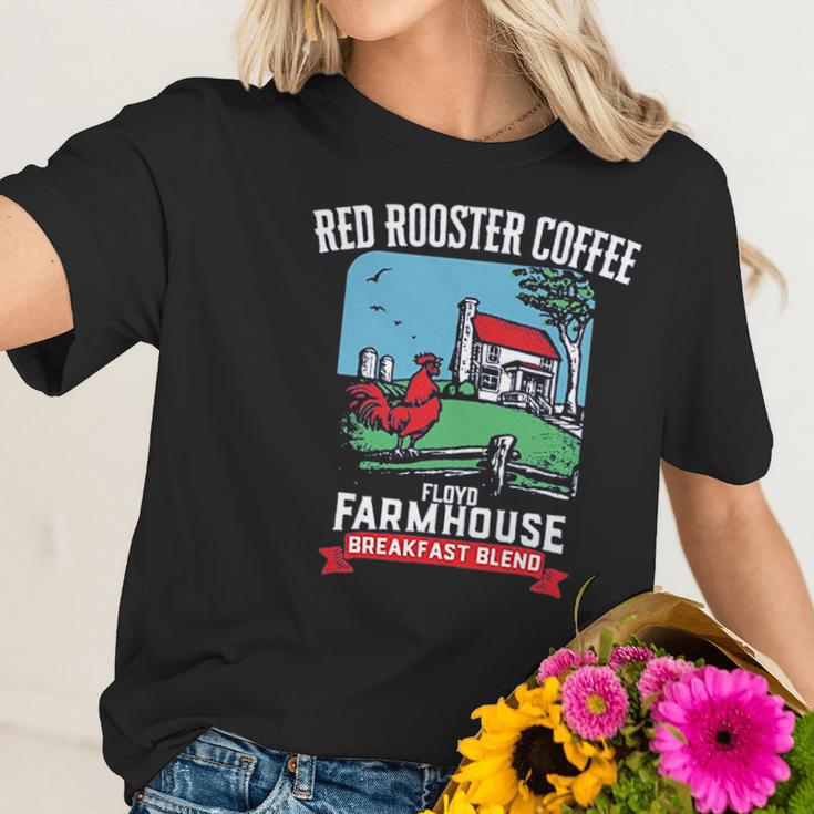 Floyd Farmhouse Red Rooster Coffee Women T-Shirt Gifts for Her