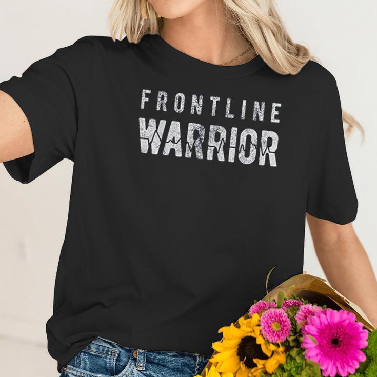 Frontline Warrior Funny Nurse Doctor Social Distancing Women T-Shirt Gifts for Her