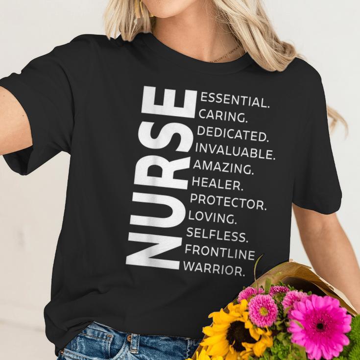 Frontline Warrior Nurse Essential Worker Graphic Design Printed Casual Daily Basic Women T-Shirt Gifts for Her