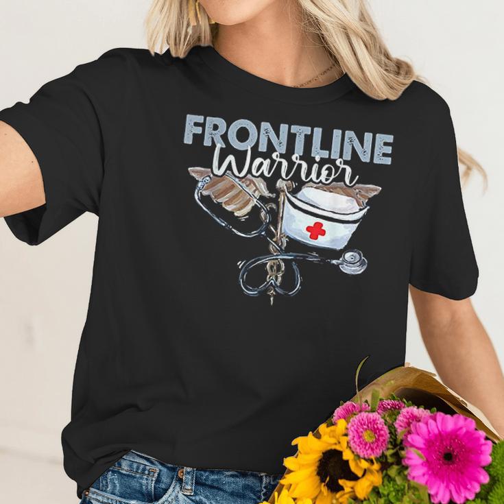 Frontline Warrior Nurse Proud Cna Healthcare Worker Gift Women T-Shirt Gifts for Her