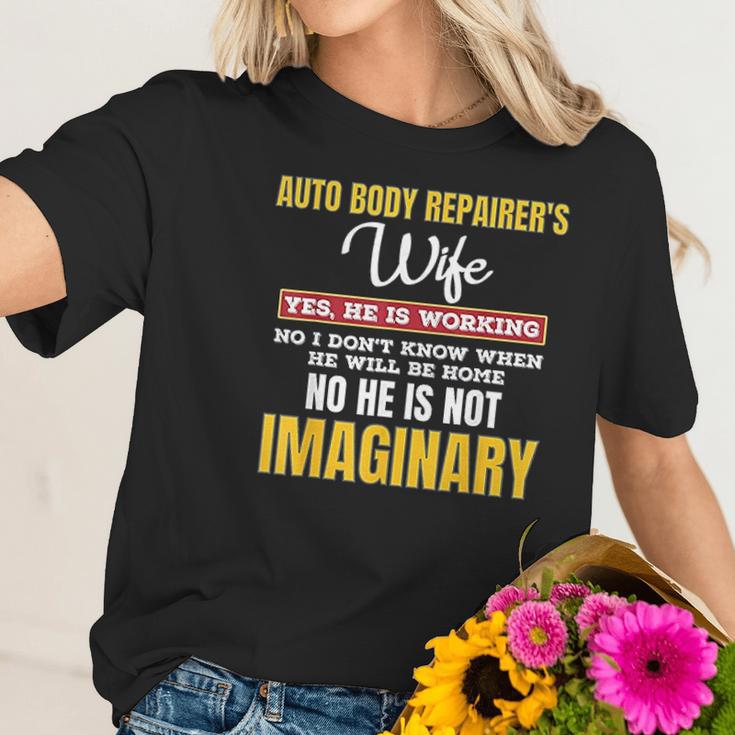 Funny Auto Body Repairers Wife Gift Yes Hes Working Women T-Shirt Gifts for Her