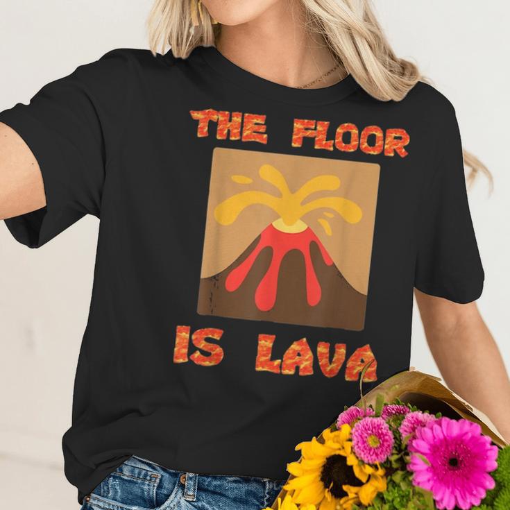 Funny Cute Floor Is Lava Volcano Science Teacher Geek Women T-Shirt Gifts for Her