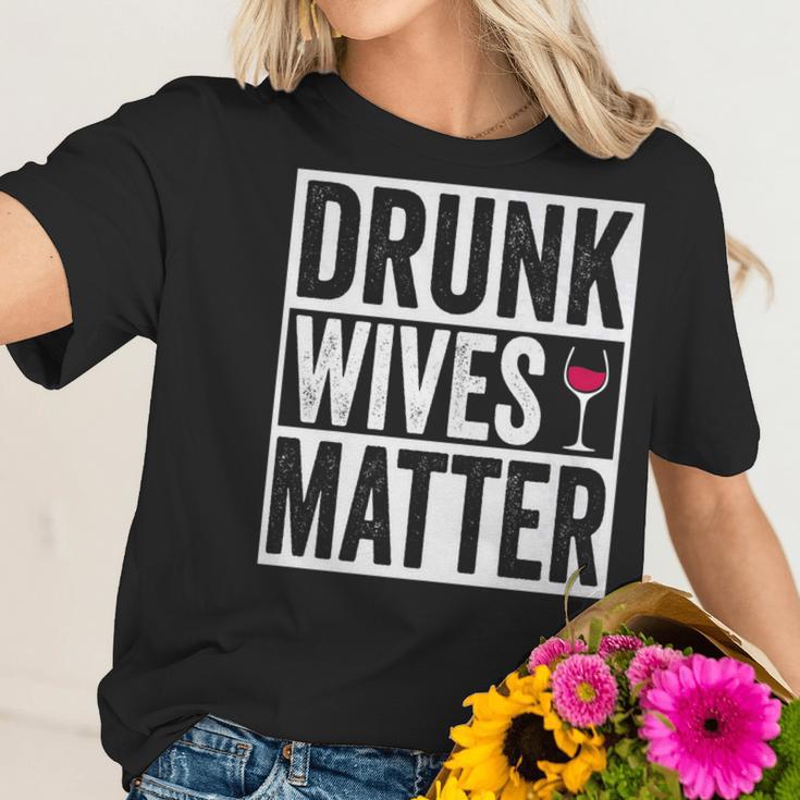 Funny Drunk Wives Matter Wine Drinking Women T-Shirt Gifts for Her