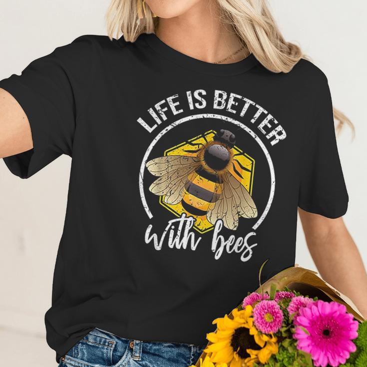 Funny Life Is Better With Bees Love Honey Women T-Shirt Gifts for Her