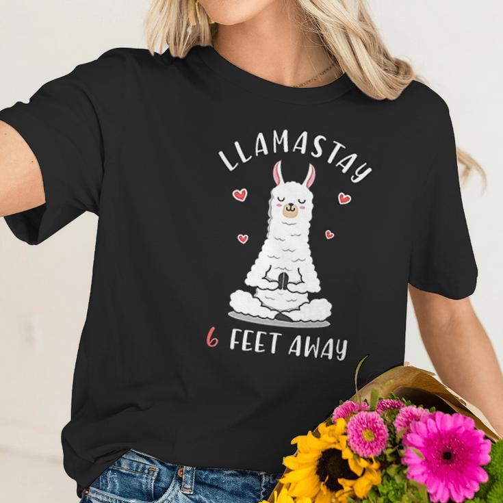 Funny Llama Social Distancing Llamastay 6 Feet Away Women T-Shirt Gifts for Her