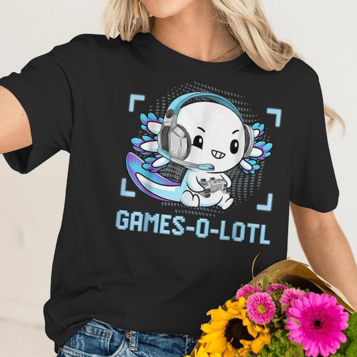 Gamesolotl Axolotl Video Gamer Kawaii Pastel Goth Anime Boys V3 Men Women T-Shirt Graphic Print Casual Unisex Tee Women T-Shirt Gifts for Her