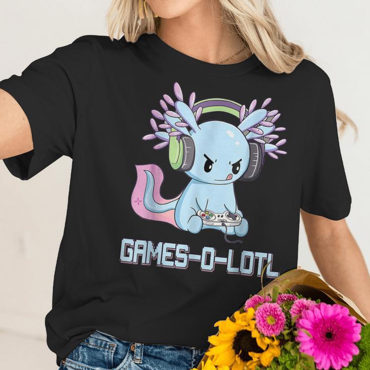 Gamesolotl Axolotl Video Gamer Kawaii Pastel Goth Anime V4 Men Women T-Shirt Graphic Print Casual Unisex Tee Women T-Shirt Gifts for Her